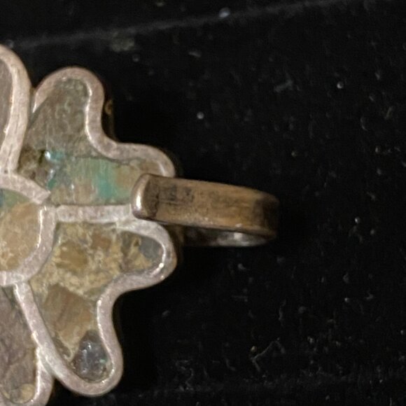 Vintage Mexican Sterling Silver & Stone Flower Bracelet - Picture 13 of 16